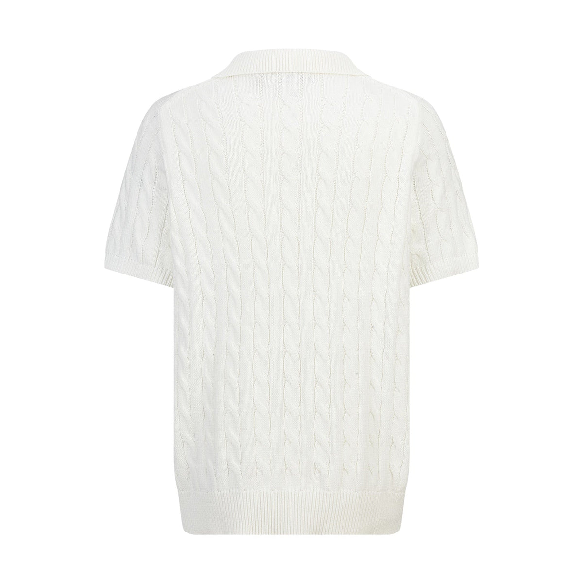 Polo Ralph Lauren Men’s Cable‑Knit Short‑Sleeve Polo Shirt With Navy Pony Embroidery