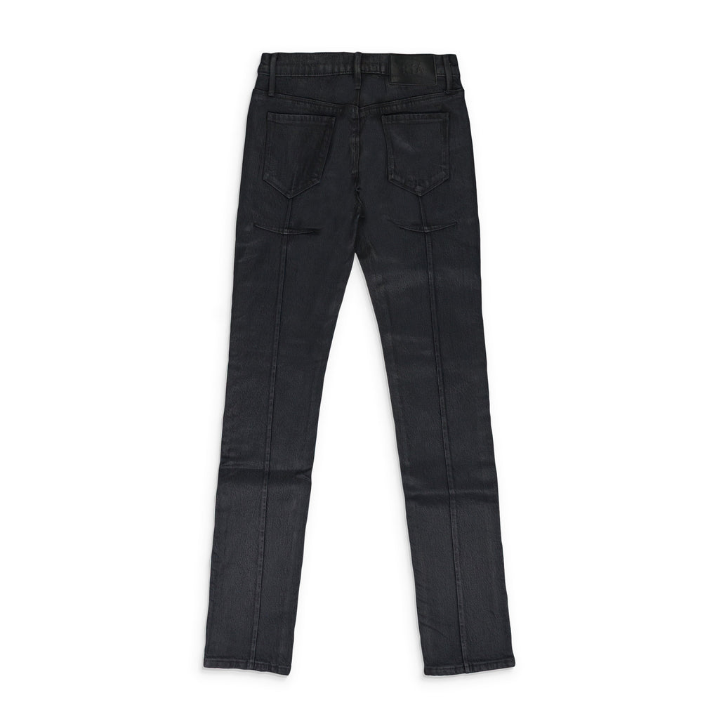 BLUE WAXED SKINNY JEANS