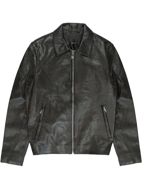 Purple Brand leather zip-front "Black" jacket