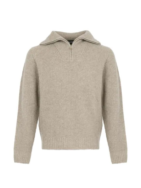 Yves Salomon ribbed-knit half-zip sweater