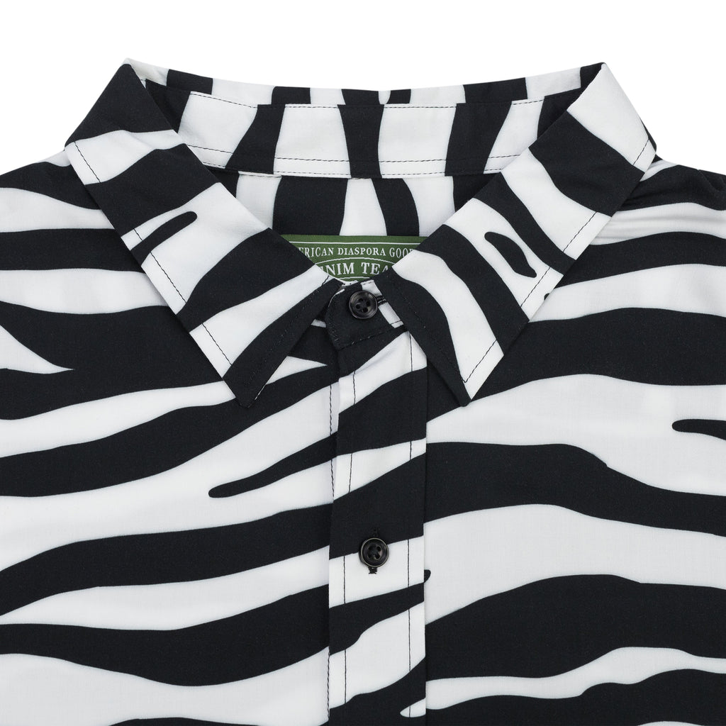 Multi Zebra Print Button Up Shirt