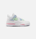 Air Jordan 4 Retro Medium Soft Pink Preschool Lifestyle Shoes - White/Medium Soft Pink/Half Blue