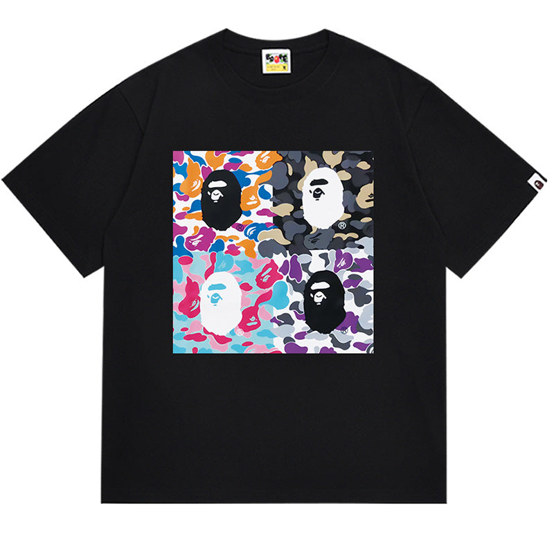 BAPE Pop Art Ape Head Front & Back Men's T-Shirt - Black