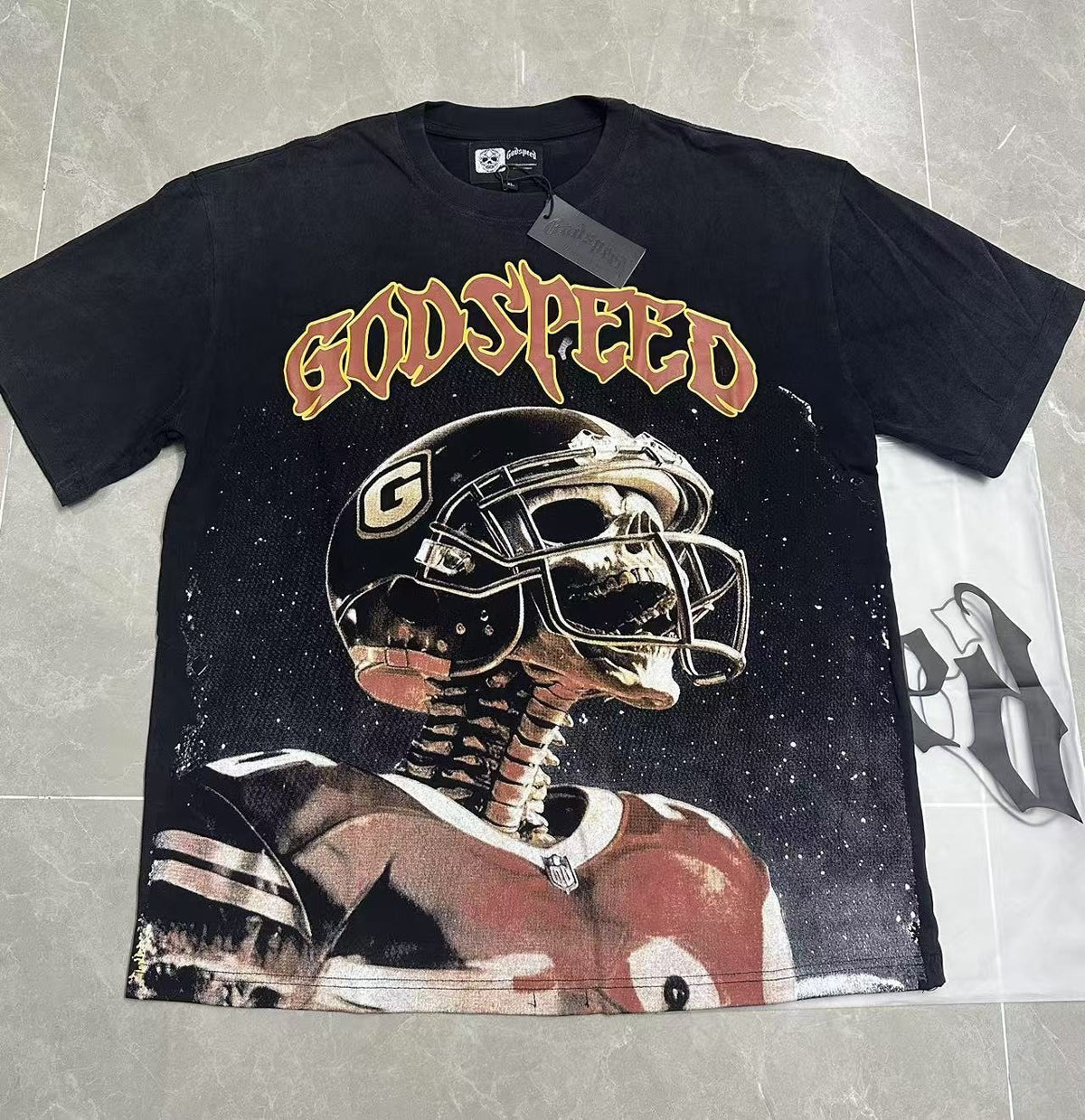 Godspeed Football Skeleton Graphic T-Shirt