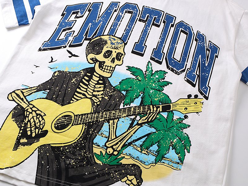 MIXED EMOTION Skeleton Guitar Graphic T-Shirt