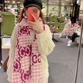 SCARF 220 CM IN BRIGHT PINK MIX WHITE WOOL 401164