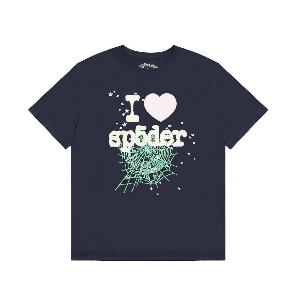 Sp5der Heart Star Spiderweb Graphic T-Shirt