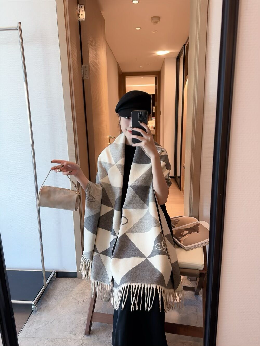 Vivienne Westwood Blush Pink Geometric Scarf