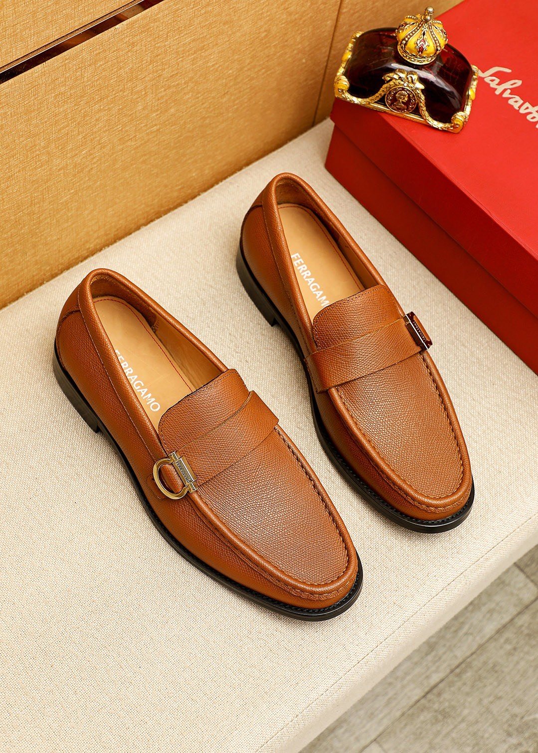 Ferragamo Buckle Leather Loafers