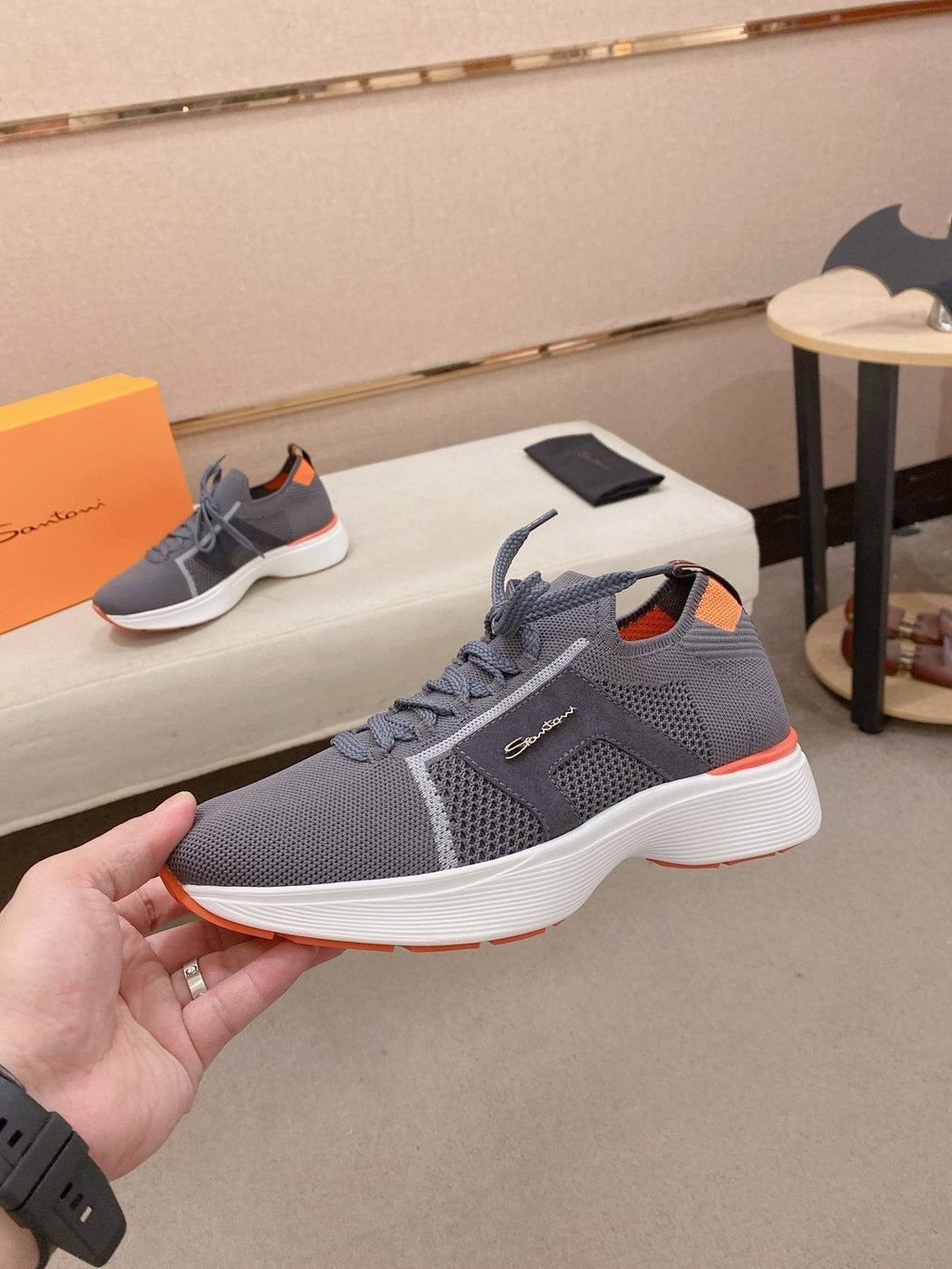 Santoni Men's Knit Panel Sneakers