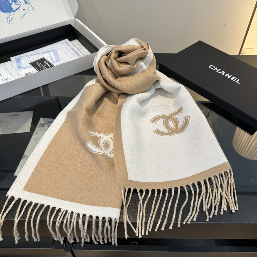 Chanel Two-Tone Fringed Scarf