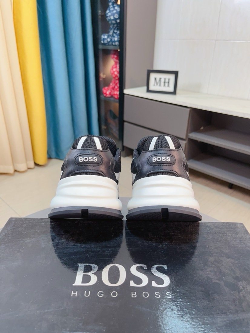 BOSS Men's Mesh Panel Athletic Sneakers
