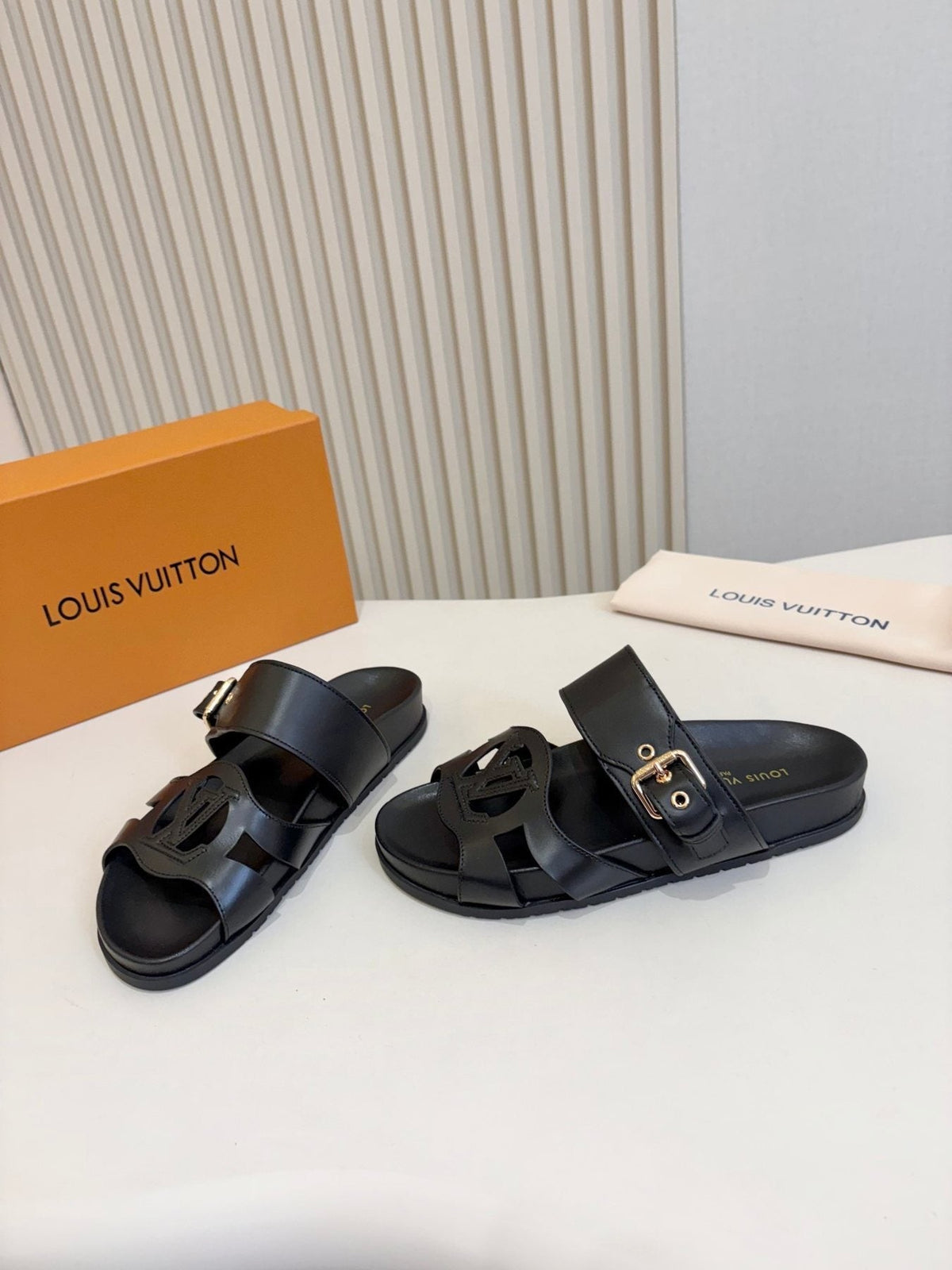 Louis Vuitton Cutout Buckle Slide Sandals