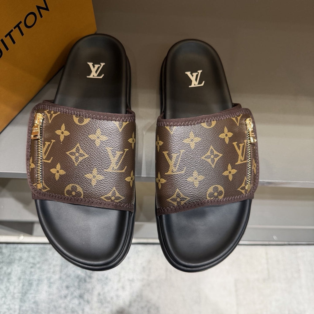 Louis Vuitton Monogram Zip Slide Sandals